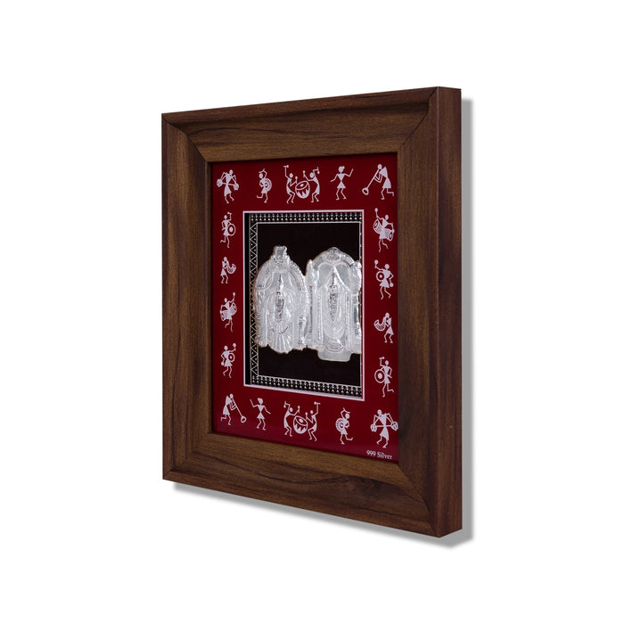 Balaji Thayar Photo Frame - 8 X 7 Inches | 999 Silver Foil Picture Frame/ Wall Picture For Pooja Room - Hindu God Photos & Frames
