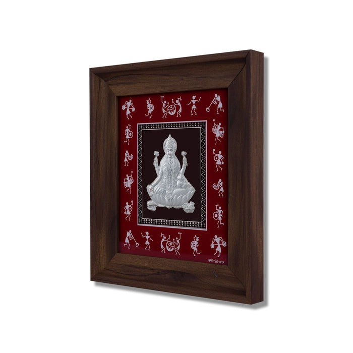 Lakshmi Murti Photo Frame - 8 X 7 Inches | 999 Silver Foil Picture Frame/ Wall Picture For Pooja Room - Hindu God Photos & Frames