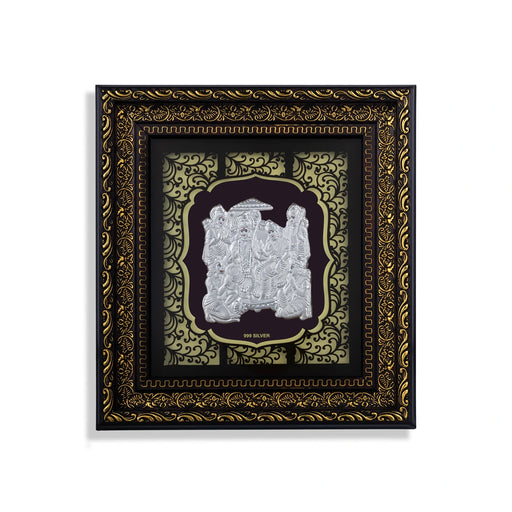 Ram Darbar Murti Photo Frame - 10 X 9 Inches | 999 Silver Foil Picture Frame/ Wall Picture For Pooja Room - Hindu God Photos & Frames