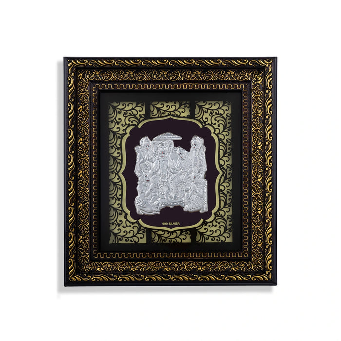 Ram Darbar Murti Photo Frame - 10 X 9 Inches | 999 Silver Foil Picture Frame/ Wall Picture For Pooja Room - Hindu God Photos & Frames