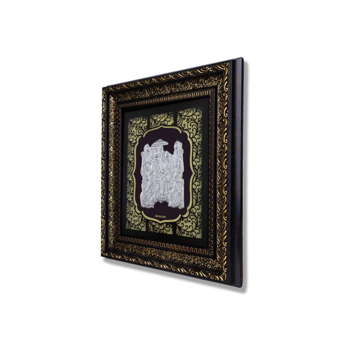 Ram Darbar Murti Photo Frame - 10 X 9 Inches | 999 Silver Foil Picture Frame/ Wall Picture For Pooja Room - Hindu God Photos & Frames