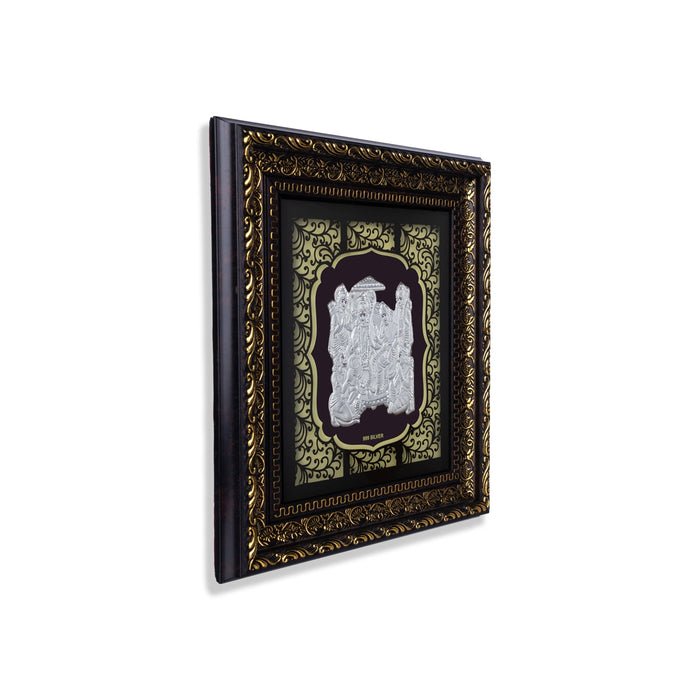 Ram Darbar Murti Photo Frame - 10 X 9 Inches | 999 Silver Foil Picture Frame/ Wall Picture For Pooja Room - Hindu God Photos & Frames