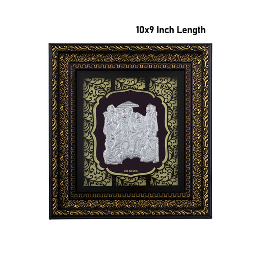 Ram Darbar Murti Photo Frame - 10 X 9 Inches | 999 Silver Foil Picture Frame/ Wall Picture For Pooja Room - Hindu God Photos & Frames