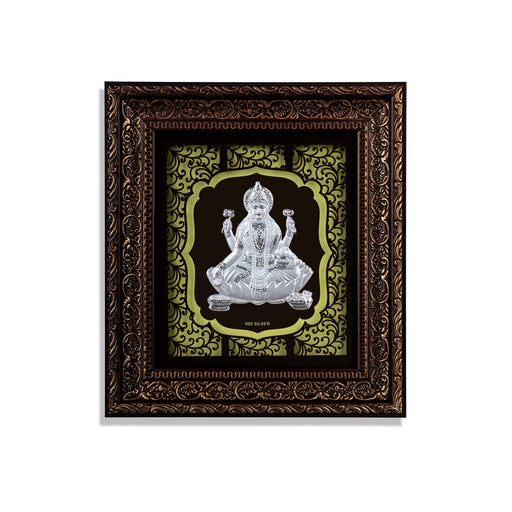 Lakshmi Murti Photo Frame - 10 X 9 Inches | 999 Silver Foil Picture Frame/ Wall Picture For Pooja Room - Hindu God Photos & Frames