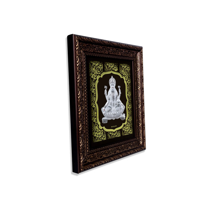 Lakshmi Murti Photo Frame - 10 X 9 Inches | 999 Silver Foil Picture Frame/ Wall Picture For Pooja Room - Hindu God Photos & Frames
