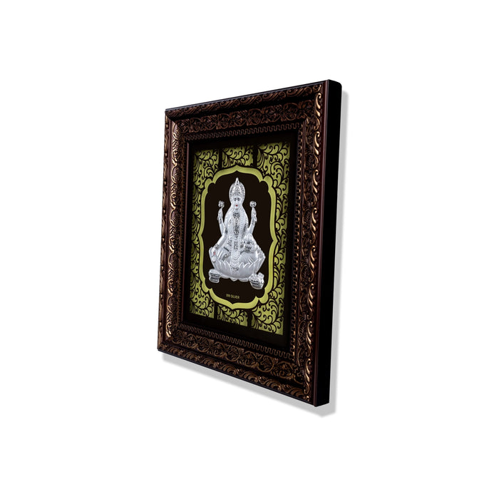 Lakshmi Murti Photo Frame - 10 X 9 Inches | 999 Silver Foil Picture Frame/ Wall Picture For Pooja Room - Hindu God Photos & Frames