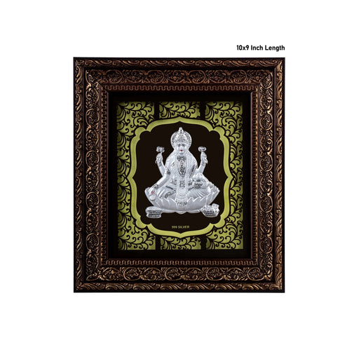 Lakshmi Murti Photo Frame - 10 X 9 Inches | 999 Silver Foil Picture Frame/ Wall Picture For Pooja Room - Hindu God Photos & Frames