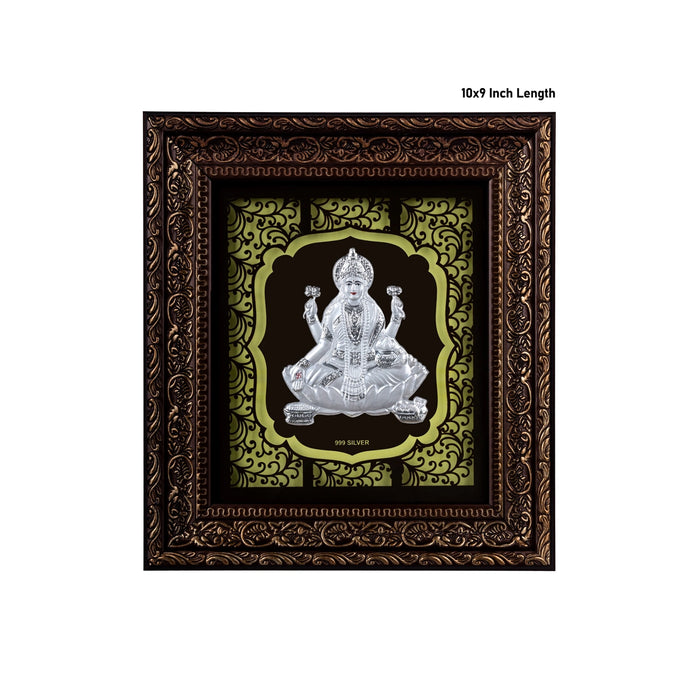 Lakshmi Murti Photo Frame - 10 X 9 Inches | 999 Silver Foil Picture Frame/ Wall Picture For Pooja Room - Hindu God Photos & Frames