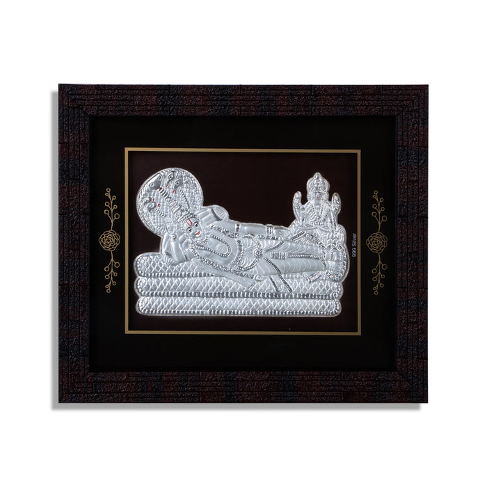 Sri Ranganathar Photo Frame - 6 X 7 Inches | 999 Silver Foil Picture Frame/ Wall Picture For Pooja Room - Hindu God Photos & Frames