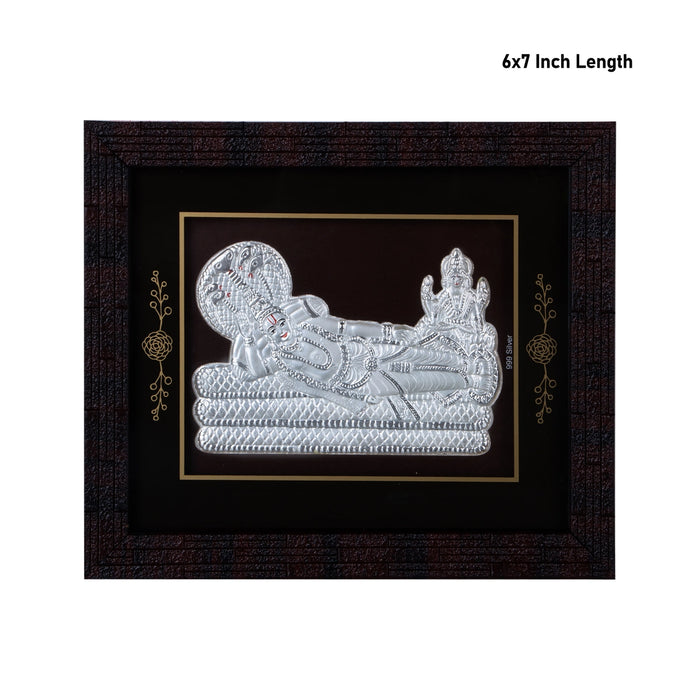 Sri Ranganathar Photo Frame - 6 X 7 Inches | 999 Silver Foil Picture Frame/ Wall Picture For Pooja Room - Hindu God Photos & Frames