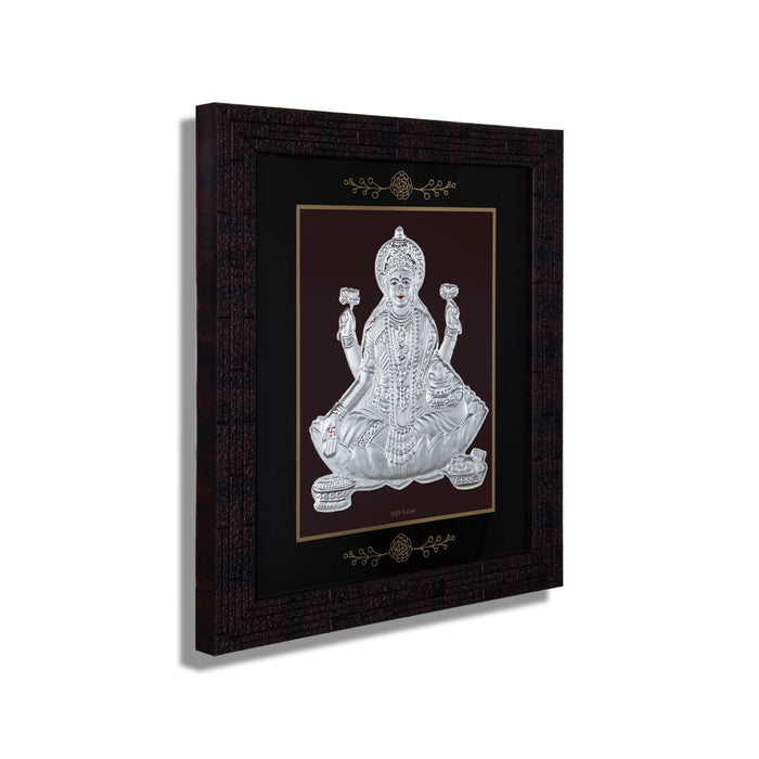 Lakshmi Murti Photo Frame - 6 X 7 Inches | Picture Frame/ 999 Silver Wall Picture For Pooja & Home Decor - Hindu God Photos & Frames