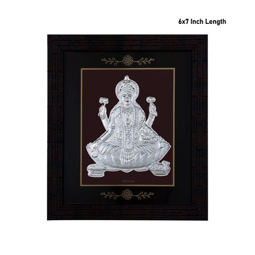 Lakshmi Murti Photo Frame - 6 X 7 Inches | Picture Frame/ 999 Silver Wall Picture For Pooja & Home Decor - Hindu God Photos & Frames