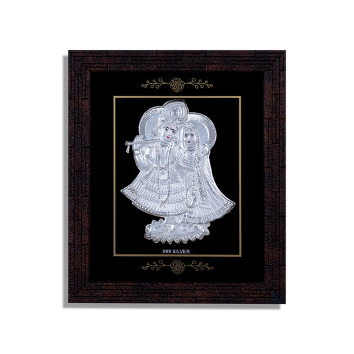 Radha Krishna Murti Photo Frame - 6 X 7 Inches | Picture Frame/ 999 Silver Wall Picture For Pooja & Home Decor - Hindu God Photos & Frames