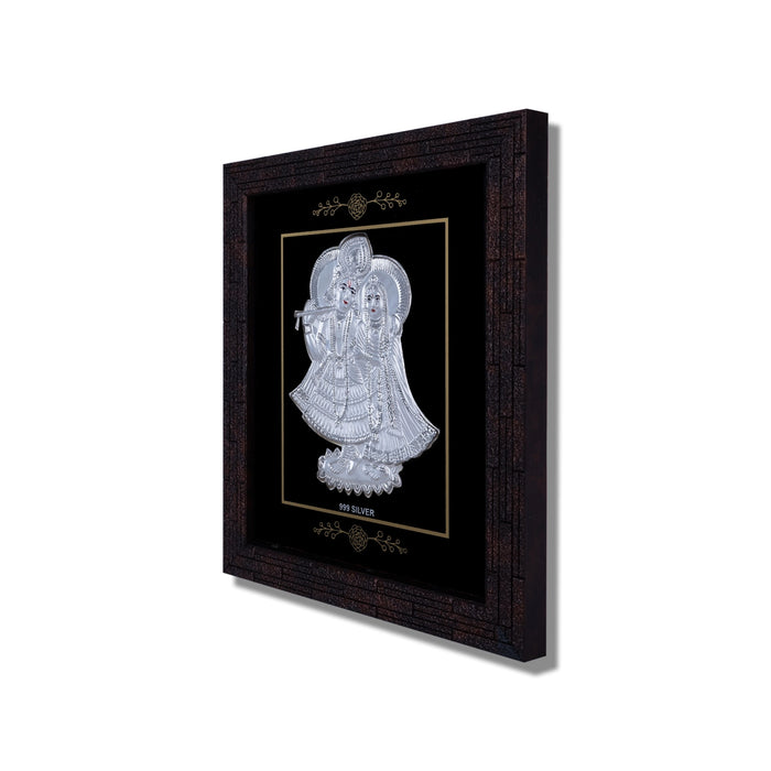Radha Krishna Murti Photo Frame - 6 X 7 Inches | Picture Frame/ 999 Silver Wall Picture For Pooja & Home Decor - Hindu God Photos & Frames