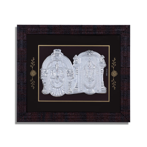 Perumal Thayar Design Photo Frame- 6 X 7 Inches | Picture Frame/ 999 Silver Wall Picture For Pooja & Home Decor - Hindu God Photos & Frames