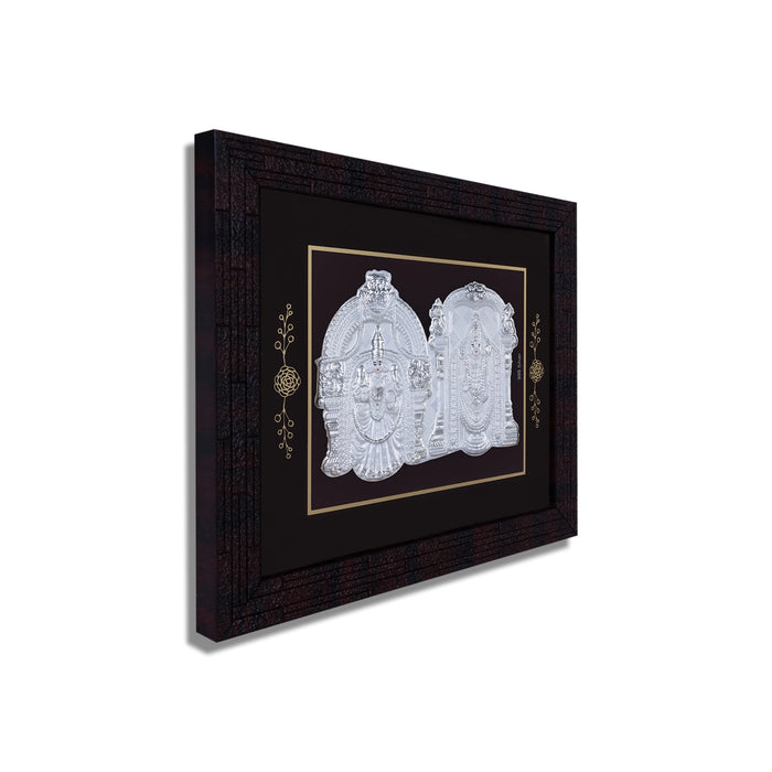 Perumal Thayar Design Photo Frame- 6 X 7 Inches | Picture Frame/ 999 Silver Wall Picture For Pooja & Home Decor - Hindu God Photos & Frames