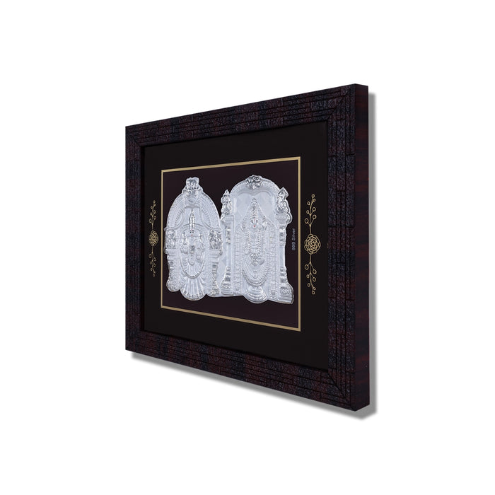 Perumal Thayar Design Photo Frame- 6 X 7 Inches | Picture Frame/ 999 Silver Wall Picture For Pooja & Home Decor - Hindu God Photos & Frames