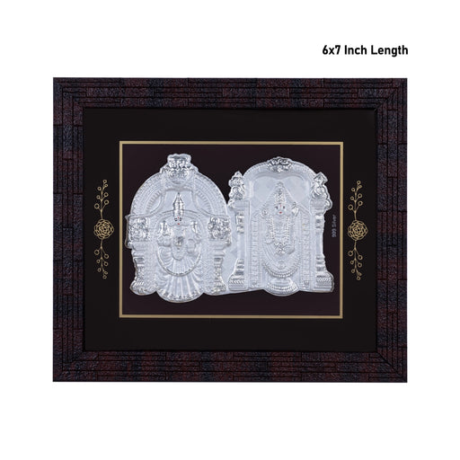 Perumal Thayar Design Photo Frame- 6 X 7 Inches | Picture Frame/ 999 Silver Wall Picture For Pooja & Home Decor - Hindu God Photos & Frames