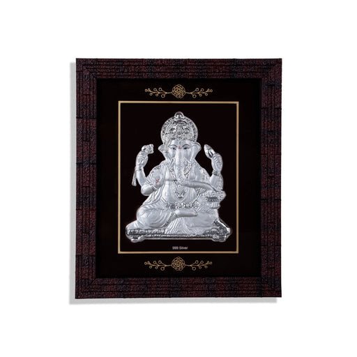 Ganesh Murti Photo Frame - 6 X 7 Inches | 999 Silver Foil Picture Frame/ Wall Picture For Pooja Room - Hindu God Photos & Frames