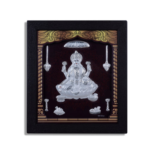 Lakshmi Murti Photo Frame- 8.5 X 7.5 Inches | Picture Frame/ 999 Silver Wall Picture For Pooja & Home Decor - Hindu God Photos & Frames