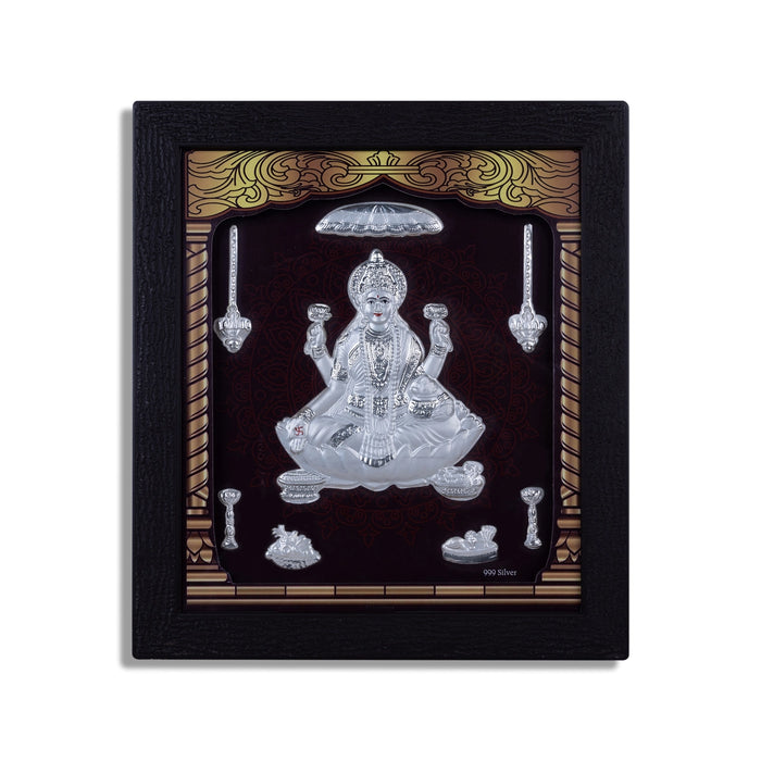 Lakshmi Murti Photo Frame- 8.5 X 7.5 Inches | Picture Frame/ 999 Silver Wall Picture For Pooja & Home Decor - Hindu God Photos & Frames