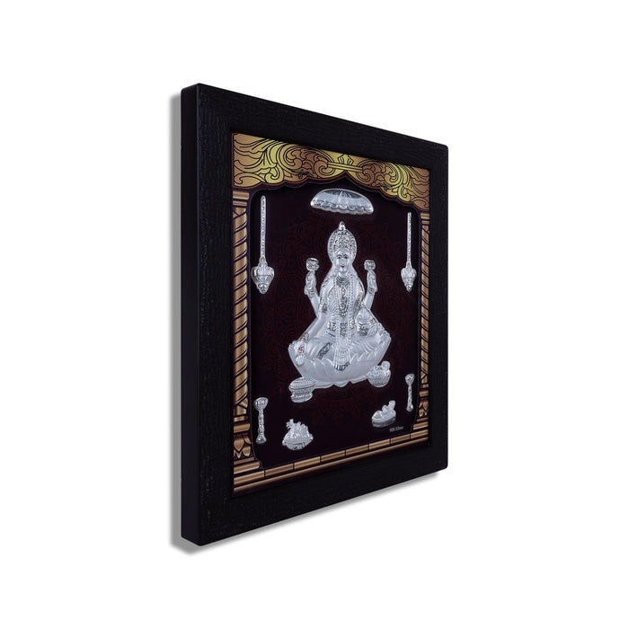 Lakshmi Murti Photo Frame- 8.5 X 7.5 Inches | Picture Frame/ 999 Silver Wall Picture For Pooja & Home Decor - Hindu God Photos & Frames