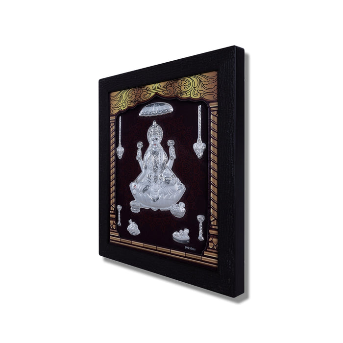 Lakshmi Murti Photo Frame- 8.5 X 7.5 Inches | Picture Frame/ 999 Silver Wall Picture For Pooja & Home Decor - Hindu God Photos & Frames