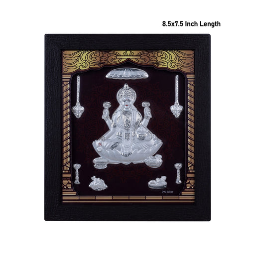 Lakshmi Murti Photo Frame- 8.5 X 7.5 Inches | Picture Frame/ 999 Silver Wall Picture For Pooja & Home Decor - Hindu God Photos & Frames