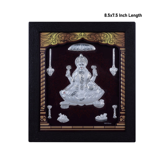 Lakshmi Murti Photo Frame- 8.5 X 7.5 Inches | Picture Frame/ 999 Silver Wall Picture For Pooja & Home Decor - Hindu God Photos & Frames