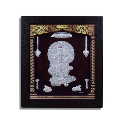 Murugan Murti Photo Frame - 8.5 X 7.5 Inches | Picture Frame/ 999 Silver Wall Picture For Pooja & Home Decor - Hindu God Photos & Frames