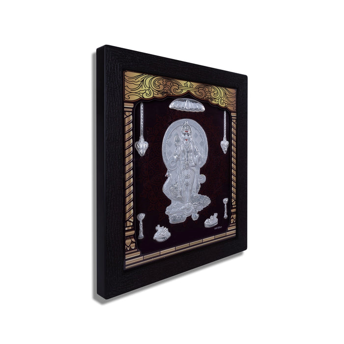 Murugan Murti Photo Frame - 8.5 X 7.5 Inches | Picture Frame/ 999 Silver Wall Picture For Pooja & Home Decor - Hindu God Photos & Frames