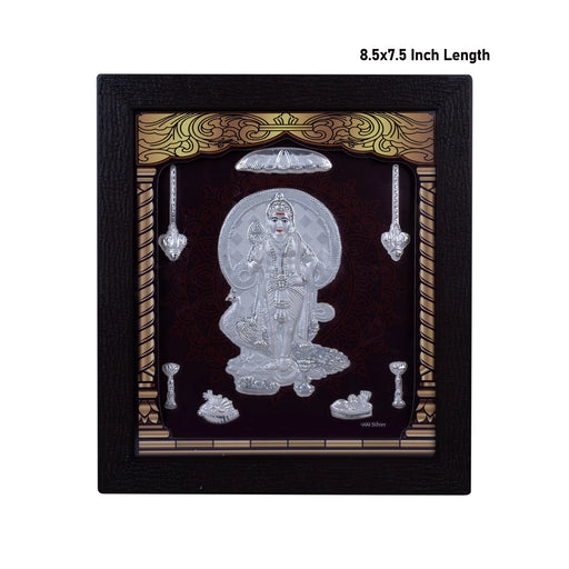 Murugan Murti Photo Frame - 8.5 X 7.5 Inches | Picture Frame/ 999 Silver Wall Picture For Pooja & Home Decor - Hindu God Photos & Frames