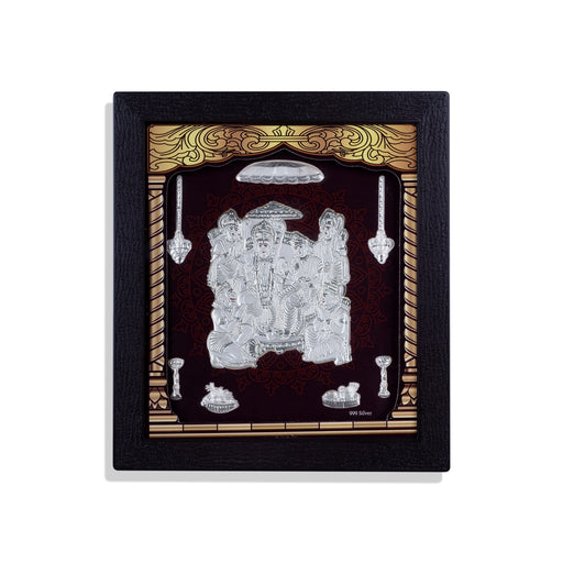 Ram Darbar Murti Photo Frame - 8.5 X 7.5 Inches | 999 Silver Foil Picture Frame/ Wall Picture For Pooja Room - Hindu God Photos & Frames