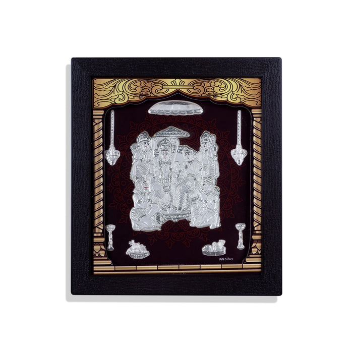 Ram Darbar Murti Photo Frame - 8.5 X 7.5 Inches | 999 Silver Foil Picture Frame/ Wall Picture For Pooja Room - Hindu God Photos & Frames