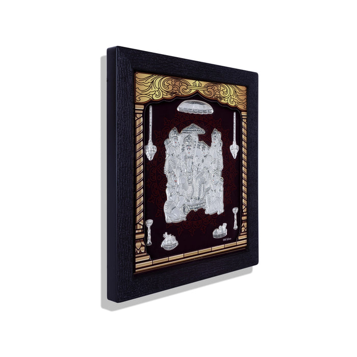 Ram Darbar Murti Photo Frame - 8.5 X 7.5 Inches | 999 Silver Foil Picture Frame/ Wall Picture For Pooja Room - Hindu God Photos & Frames
