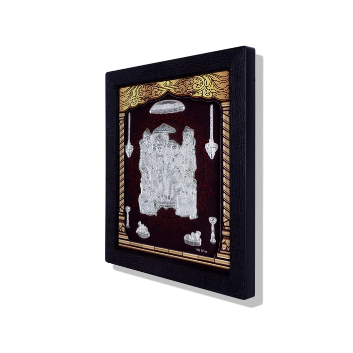 Ram Darbar Murti Photo Frame - 8.5 X 7.5 Inches | 999 Silver Foil Picture Frame/ Wall Picture For Pooja Room - Hindu God Photos & Frames
