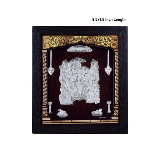 Ram Darbar Murti Photo Frame - 8.5 X 7.5 Inches | 999 Silver Foil Picture Frame/ Wall Picture For Pooja Room - Hindu God Photos & Frames