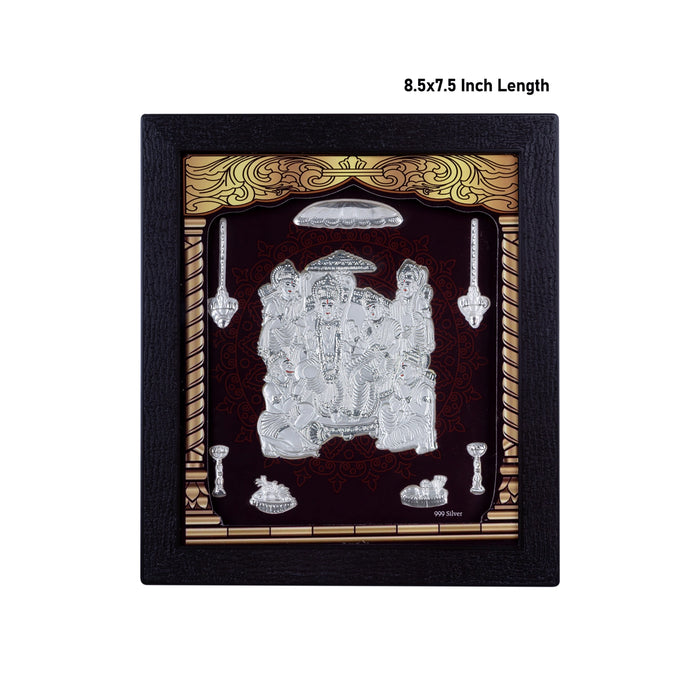 Ram Darbar Murti Photo Frame - 8.5 X 7.5 Inches | 999 Silver Foil Picture Frame/ Wall Picture For Pooja Room - Hindu God Photos & Frames