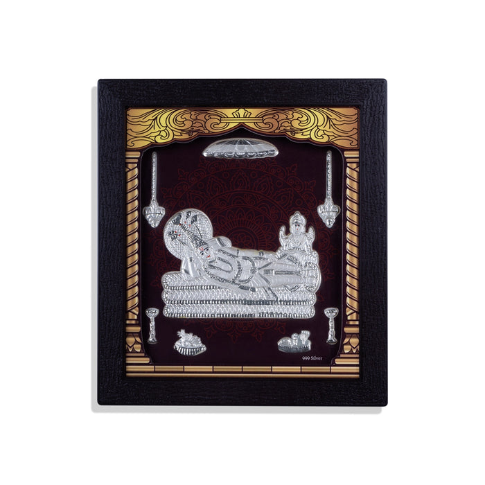 Sri Ranganathar Photo Frame - 8.5 X 7.5 Inches | 999 Silver Foil Picture Frame/ Wall Picture For Pooja Room - Hindu God Photos & Frames