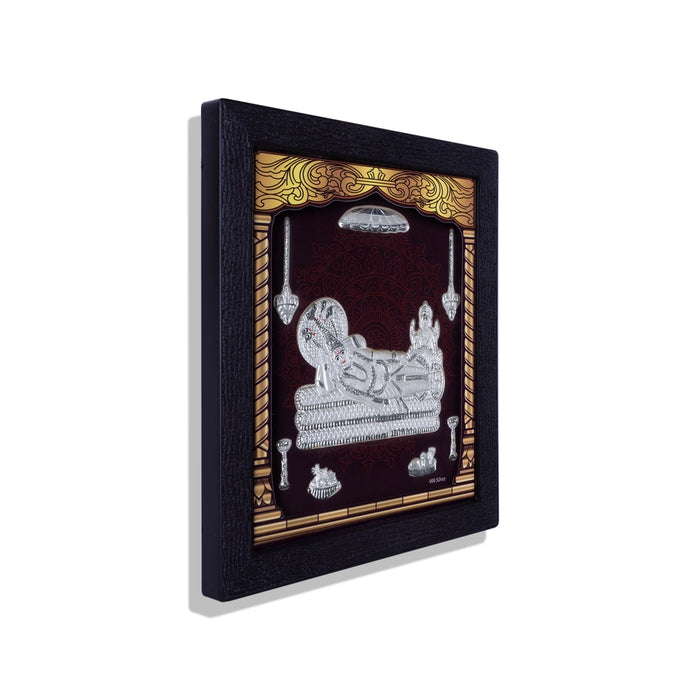 Sri Ranganathar Photo Frame - 8.5 X 7.5 Inches | 999 Silver Foil Picture Frame/ Wall Picture For Pooja Room - Hindu God Photos & Frames