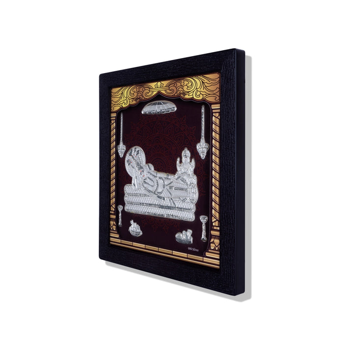 Sri Ranganathar Photo Frame - 8.5 X 7.5 Inches | 999 Silver Foil Picture Frame/ Wall Picture For Pooja Room - Hindu God Photos & Frames