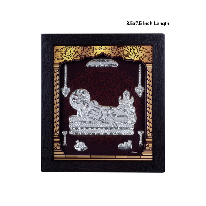 Sri Ranganathar Photo Frame - 8.5 X 7.5 Inches | 999 Silver Foil Picture Frame/ Wall Picture For Pooja Room - Hindu God Photos & Frames