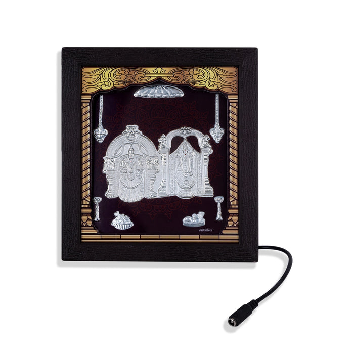 Balaji Thayar Photo Frame - 8.5 X 7.5 Inches | 999 Silver Foil & Led Wall Picture Frame For Pooja Room - Hindu God Photos & Frames