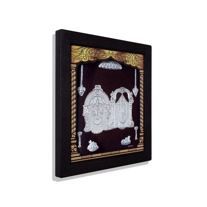 Balaji Thayar Photo Frame - 8.5 X 7.5 Inches | 999 Silver Foil & Led Wall Picture Frame For Pooja Room - Hindu God Photos & Frames