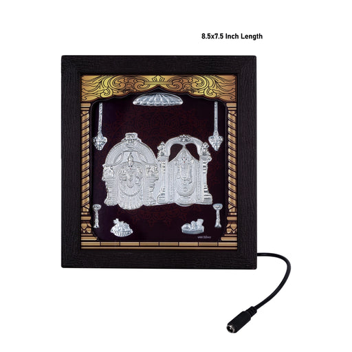 Balaji Thayar Photo Frame - 8.5 X 7.5 Inches | 999 Silver Foil & Led Wall Picture Frame For Pooja Room - Hindu God Photos & Frames