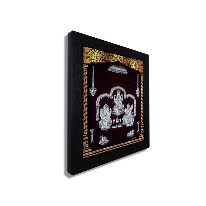 Lakshmi Ganesh Saraswati Murti Photo Frame - 8.5 X 7.5 Inches | Led Picture Frame/ 999 Silver Wall Picture - Hindu God Photos & Frames
