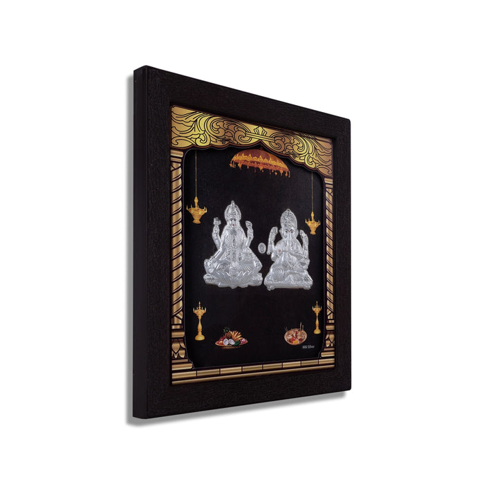 Lakshmi Ganesh Murti Photo Frame- 8.5 X 7.5 Inches | Picture Frame/ 999 Silver Wall Picture For Home Decor - Hindu God Photos & Frames
