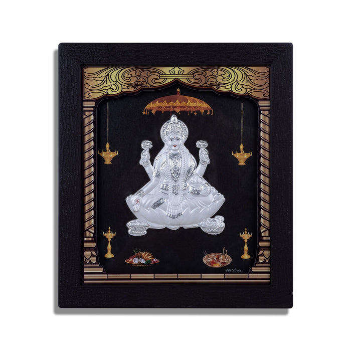Lakshmi Murti Photo Frame - 8.5 X 7.5 Inches | Picture Frame/ 999 Silver Wall Picture For Pooja & Home Decor - Hindu God Photos & Frames