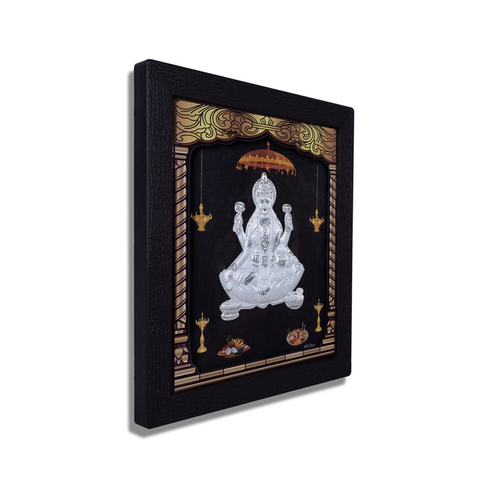 Lakshmi Murti Photo Frame - 8.5 X 7.5 Inches | Picture Frame/ 999 Silver Wall Picture For Pooja & Home Decor - Hindu God Photos & Frames