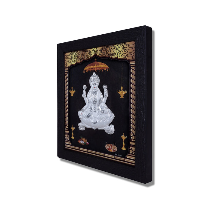 Lakshmi Murti Photo Frame - 8.5 X 7.5 Inches | Picture Frame/ 999 Silver Wall Picture For Pooja & Home Decor - Hindu God Photos & Frames